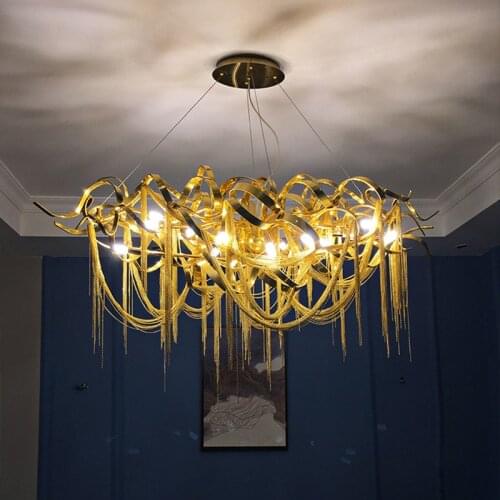 Post-modern Luxury Pendant Lamp Fringed Creative Chain Living Room Pendant Lights Tassel Decor Dining Room Bedroom Hanging Lamp