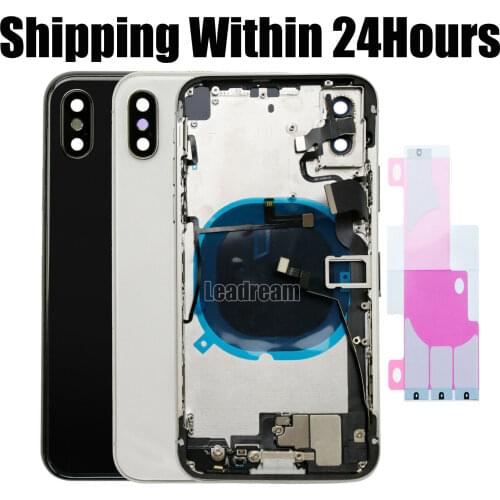 Full Back Housing cover For iPhone X XS Max XR Battery Cover Rear Door with Chassis Frame Small parts Flex Cable Assembly