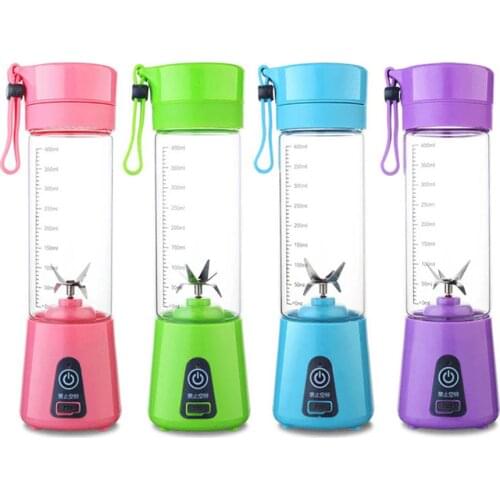 Mini Portable Juicer Cup, USB Rechargeable Fruit Juice Mixer, Multifunctional Glass Juicing Cup, Pink, Green, Blue,Purple