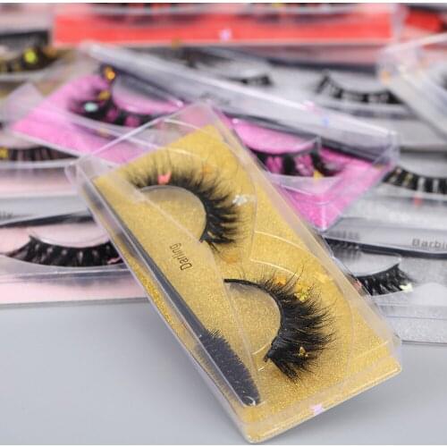 1 Pair 3D Faux Mink False Eyelashes with Brush Look Natural Wispies Fluffy Eyelashe Handamde Reusable Makeup Eyelashes Extension