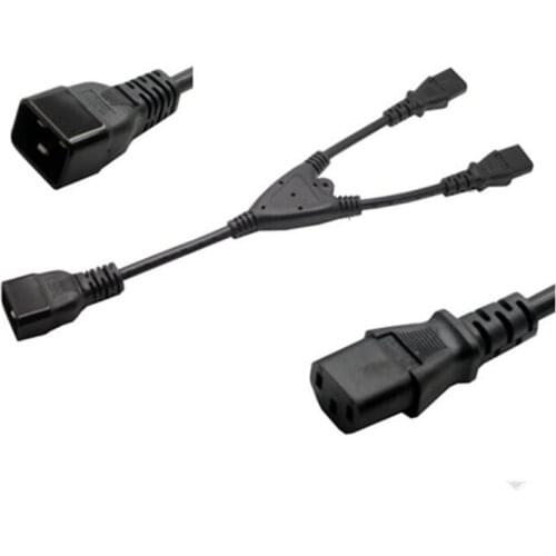 IEC Male/Female C14 male to 2XC13 female splitter power cable 1ft