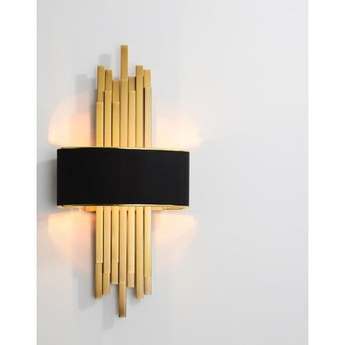 Modern new Chinese creative living room dining room bedroom corridor villa model room golden luxury wall lamp