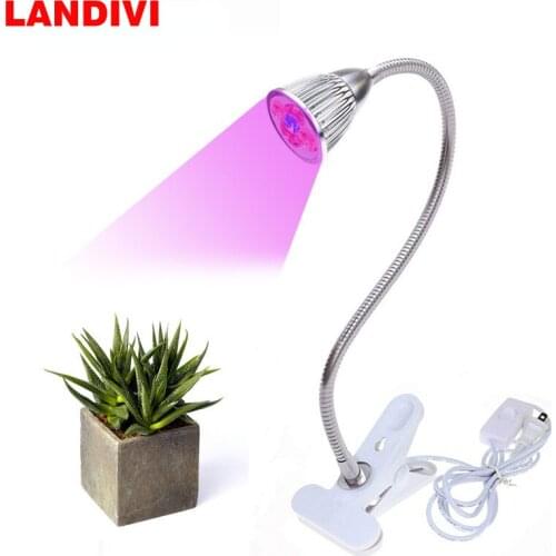 Grow Light, LED Plant Light 5W with 360 Degree Flexible Gooseneck and Desk Clip for Indoor Plants Hydroponics Greenhouse office