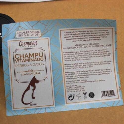 Customized Waterproof glossy lamination PET removable glass bottle label