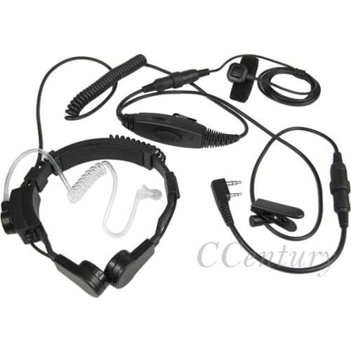 XQF Tactical Throat Mic Headset VOX Earpiece for Kenwood TK2107 Baofeng UV-5X UV5R UV-5RE Plus UV-6R Walkie Talkie