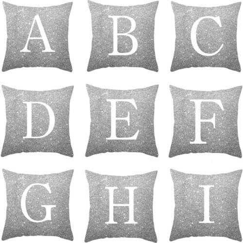 A-Z Letter Gray Pillowcase Decor Home Decorative Cushion Cover Christmas Pillow Case Polyester Throw Pillows Chiar Decoration