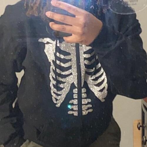 Y2K Oversized Sweatshirts Women Hoodies 90s Vintage Autumn Long Sleeve Zip Up Coat Top E-girl Gothic Harajuku Female Clothes