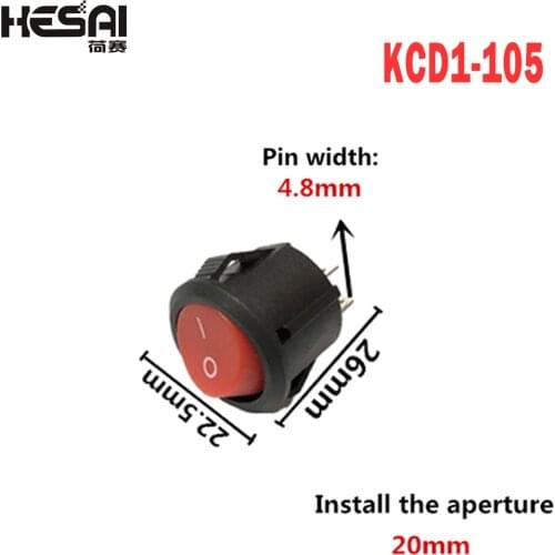 10PCS AC 250V/3A 2 Pin Mini Round ON-OFF Rocker Switch 16.5mm Diameter Small Round Boat Rocker Swiches AC125V/6A