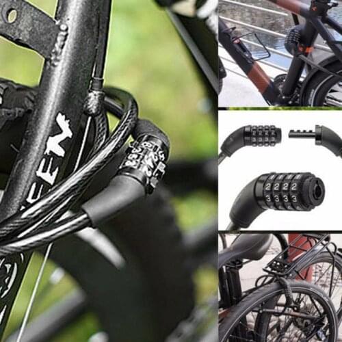 12mm X 650mm Bicycle Code Lock Anti-cutting Highest Cut ResistanceSafe Combination Lock Resettable 4-digit Code To Unlock