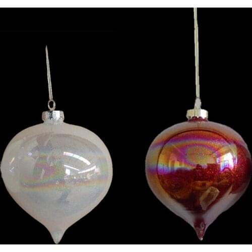 12pcs/pack Diameter=8cm Pearl Lustre Series Onion Shaped Hanging Glass Pendant Home Decoration Christmas Day Hanger Handmade