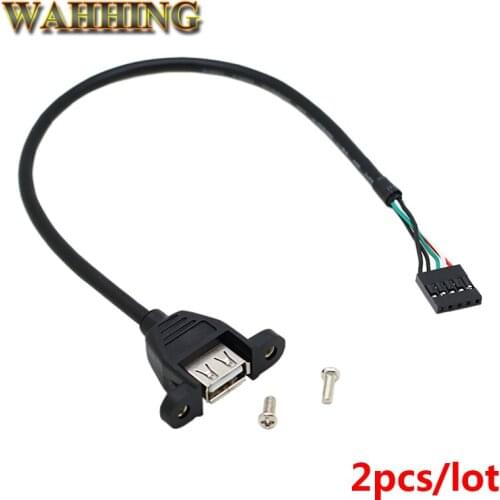 2pcs/lot Computer Panel Mount USB Female to Dupont 5Pin Female Header Motherboard Adapter Cable With Screws 30cm HY431