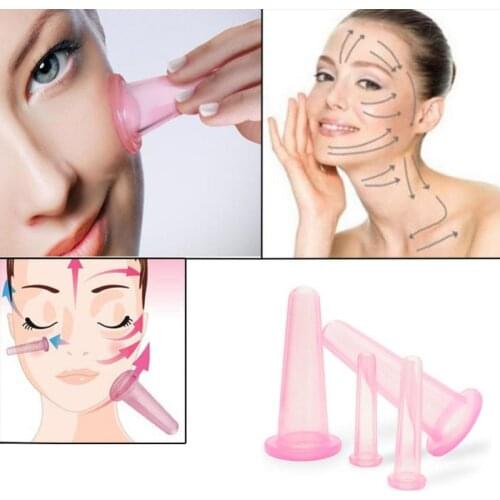 4pcs/set Jar Vacuum Cupping Cans for Massage Silicone Cupping Cup Vacuum Face Massage Cup For Face Body Unisex Durable Dropship