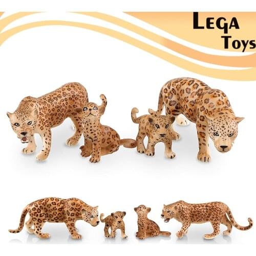 4PCS Simulation Leopards Animals Model Figures Family Playset Includes Baby,Animal Leopard Model Garden Decoration for Kids