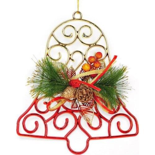 5pcs 27cm Metal Bell With Pine Needles Cones For Christmas Party Holiday Tree Venue Hanging Decoration Hot