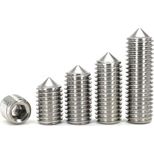5pcs M10 stainless steel Allen tip end grups screws hex socket pointed tight set payment grup screw DIN914 10mm-40mm long