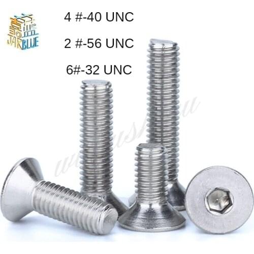 50PCS UNC US 2#-56 4#-40 6#-32 304 A2 Stainless Steel Hex Hexagon Socket Flat Countersunk Head Screw Bolt
