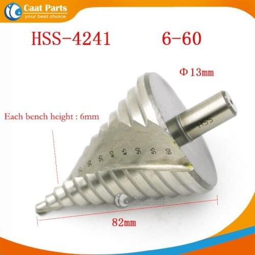 6-60mm Dia 13mm Hss Step Cone Drill Bit Hole Cutter Set 12 Steps Metric Step Drill Wood Plastic Metal Drilling Shank