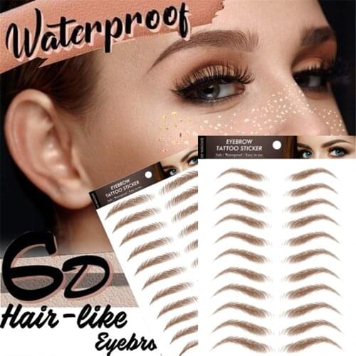 6D Eyebrow Sticker Bionic Tattoo Semi-Permanent Water Transfer Waterproof Embroidery Eyebrow Tattoo Sticker Makeup Supplies
