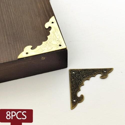 8pcs Scrapbooking Diy Craft Corners Cut Flower Pattern Carved Corner Protection Jewelry Box Wooden Case Retro Corner Protector