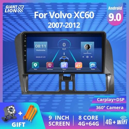 2 Din Car Radio For Volvo XC60 2009-2012 Android 9.0 Multimedia Player GPS Navigation WIFI Camera Bluetooth DSP Carplay No DVD