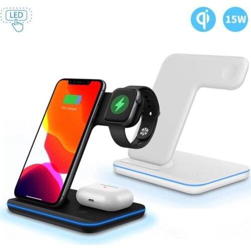 15W Fast Wireless Charger 3 In 1 Qi Charging Dock Station For IPhone 12 11 Pro XS MAX XR X 8 Apple Watch SE 6 5 4 3 AirPods Pro