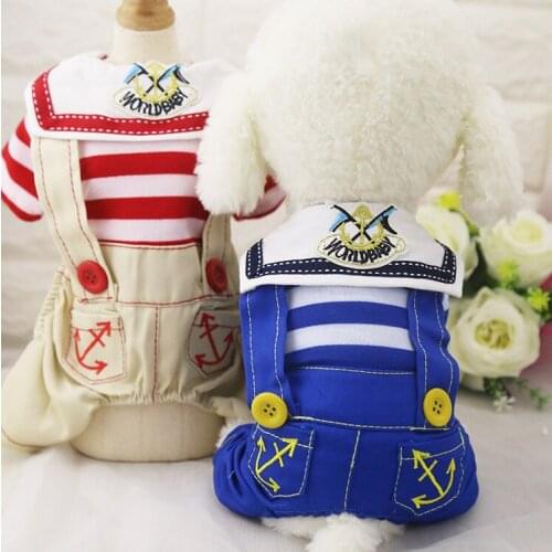 Navy style four-legged pants Strap pants striped pattern cute pets turned clothes pet clothing pet coat pet jumpsuit