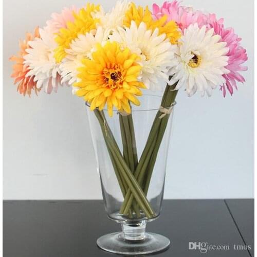 20pcs Silk Sunflower Bridal Bouquet 4" head Gerbera Daisy Artificial Flower Wedding Home Decor Festive Party Supplies Decora