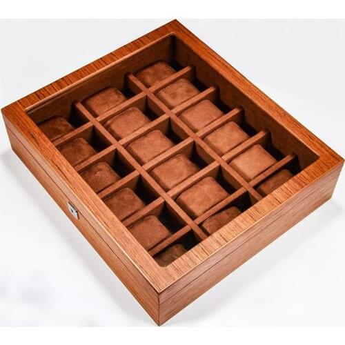 Wood Watch Box for Men Women,Watch Case Display Box,Wooden Watch Display Case Organizer with Clear Glass Window Top
