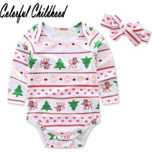 Cartoon elk printing newborn baby clothes autumn winter baby romper infant kids overalls children clothes new year
