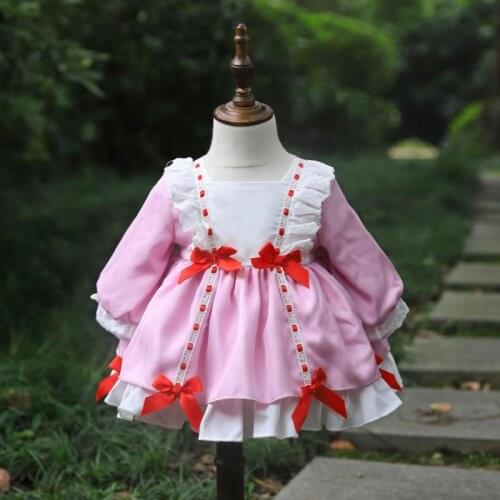 2Pcs Toddler Spanish Long Sleeves Dresses for Baby Girl Turkey Lolita Princess Ball Gown Children Birthday Party Dress + Hat