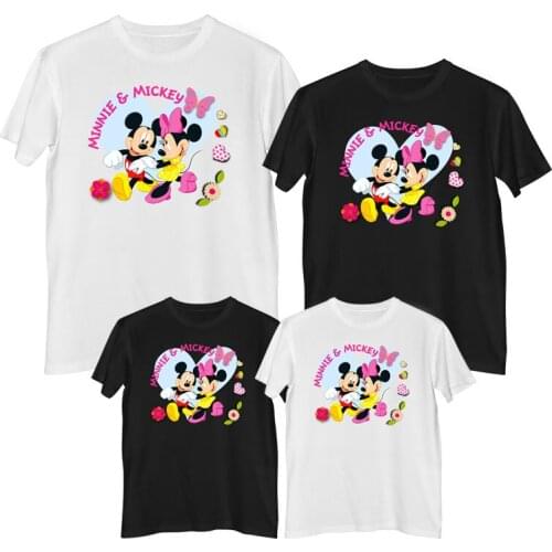 Disney Mickey Mouse Minnie Mouse T-shirt Summer Comfortable 100% cotton Fashion Womens shirt T-shirts for girls Mother girl