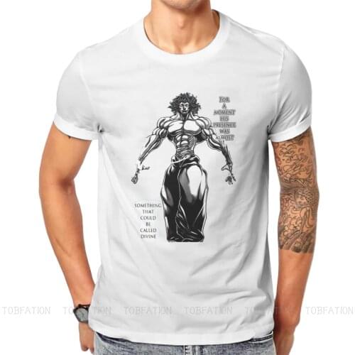 Badass Hipster TShirts Grappler Baki Hanma Yujiro Dou Manga Men Harajuku Pure Cotton Streetwear T Shirt O Neck Big Size