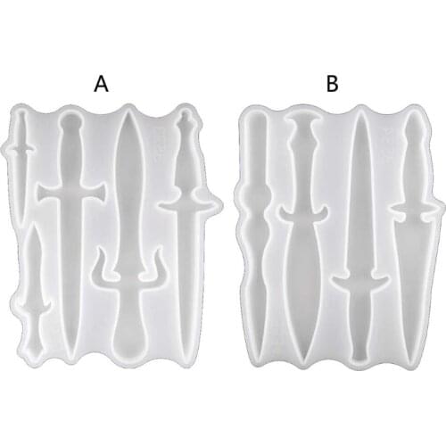 Knife Resin Mold Different Shape Sword Dagger Silicone Epoxy Mould for Halloween Cosplay Keychain Decoration DIY Casting