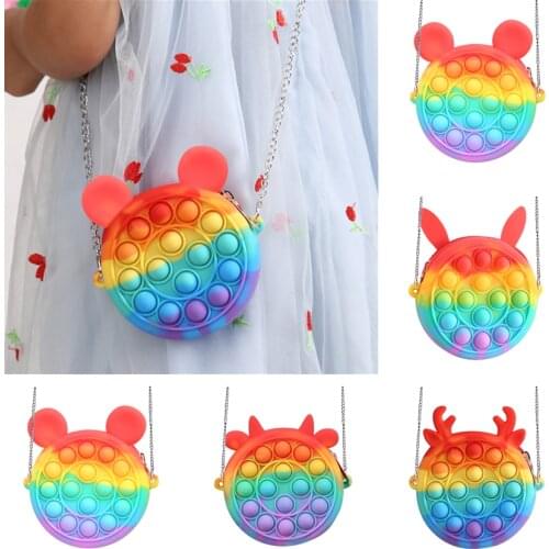 Blessed Rat Rabbit Elk Coin Purse Silicone Push Bubble Sensory Fidget Toy Stress Relief Adult Kid Autism Antistress Toy Coin Bag