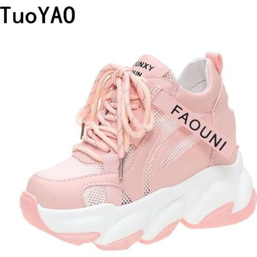 High Platform Women Sneakers 2021 Spring Thick Sole Casual Shoes Autumn Breathable Mesh Walking Chunky Shoes Woman Zapatos Mujer