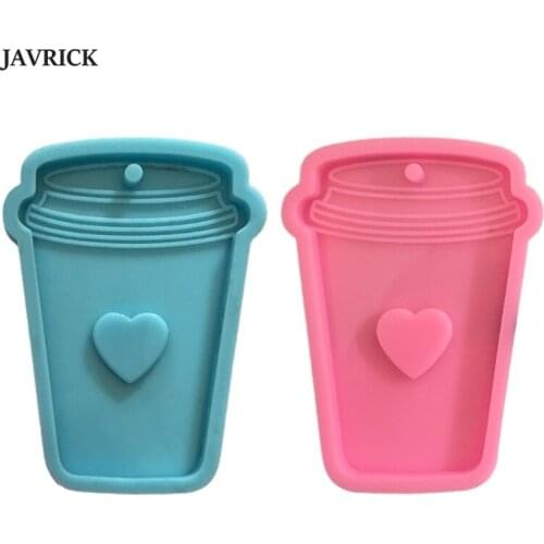 Love Coffee Cup Keychain Epoxy Resin Molds Handmade Shiny Glossy Jewellery Necklace Pendant Silicone Mould DIY Crafts Supplies