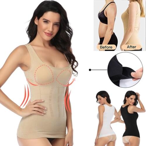 Women Shapewear Tummy Control Vest Cami Camisole Slimming Compression Tank Shirt Padded Seamless Body Shaper Shapewear Underwear