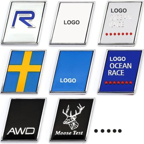 Metal Emblem Logo Trunk Sticker For VOLVO Polestar V70 V90 S40 S60 S70 S80 S90 C30 C60 C70 XC70 XC80 XC90 R AWD Flag Moose Test
