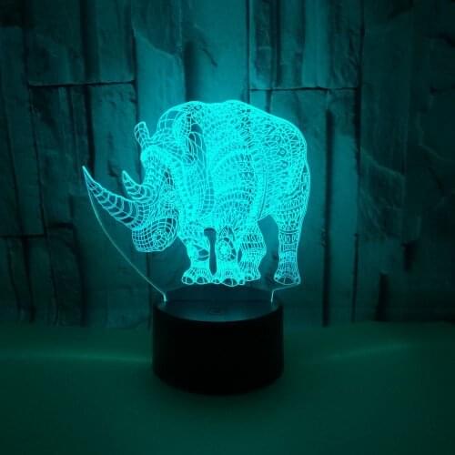 Novel Creative Rhino 3d Led Lamp Decorative Individual Table Lamp Support Individual Customization Table Lamps