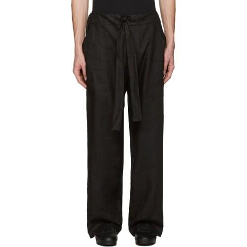 New Mens Clothing GD Fashion stylist flax Straight leg frenulum concise trousers plus size singer costumes