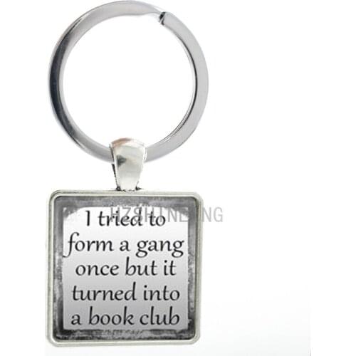 New Trendy Book Club Quote keychain vintage Librarian World men women keyring 2016 fashion key chain ring holder jewelry AA105