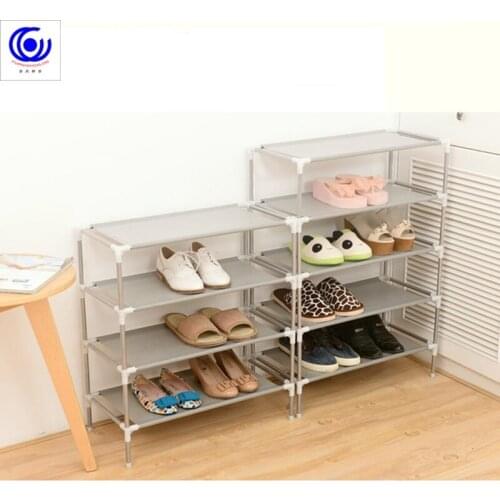 New Stainless steel Fabric Storage Shoe Rack Hallway Cabinet Organizer Holder 2/3/4/5/6 Layers Select Shelf DIY Home Furniture