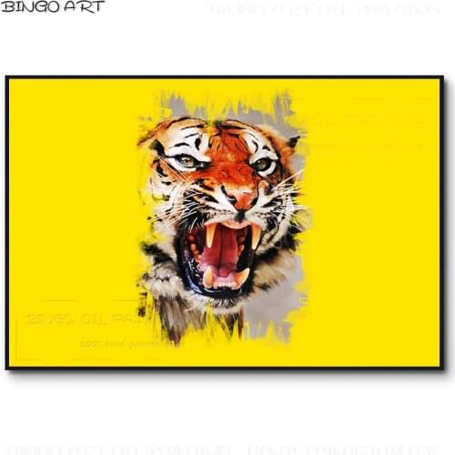Gifted Artist Hand-painted Realist Tiger Head Oil Painting on Canvas Luxury Wall Art Wild Animal Howling Tiger Head Oil Painting