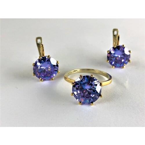 LARGE SINGLE-STONE PURPLE JEWELRY SET WITH PASSIONS OF LOVERS Starling silver 925 FREE SHIPPING