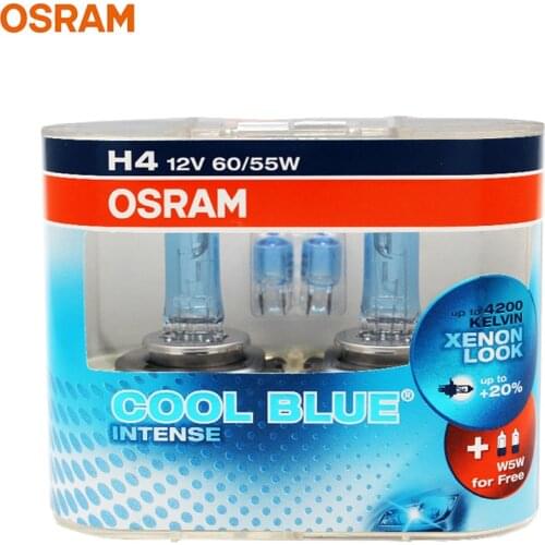 OSRAM H4 4200K 64193CBI Cool Blue Intense 55W Xenon Look Original Halogen Car Headlight 12V Hi/Lo Lamps Brightening +20% (2 Pcs)