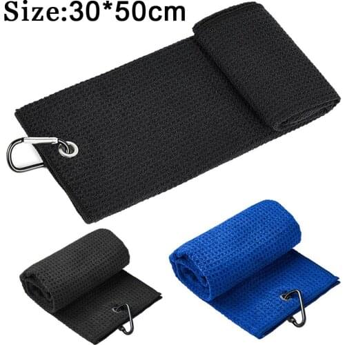 50*30cm Golf Towel Waffle Pattern Cotton With Carabiner Clip Cleaning Towels Microfiber Hook For Golf Sports lovers new for sale