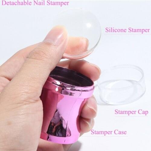 5 Colors Transparent Silicone Nail Art Templates Large Metallic Manicure Stamper Enail Stamping Plate Nail Art Stamper Nail Tool