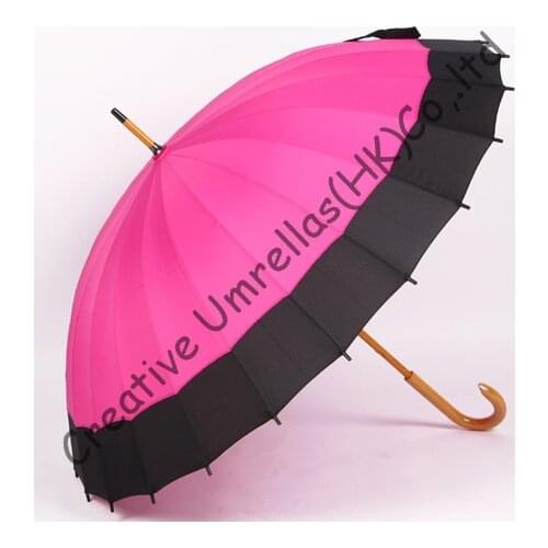 Assorted colour choice,24 ribs wooden umbrellas,14mm wooden shaft and fluted metal long ribs,cmmercial parasol,manual open