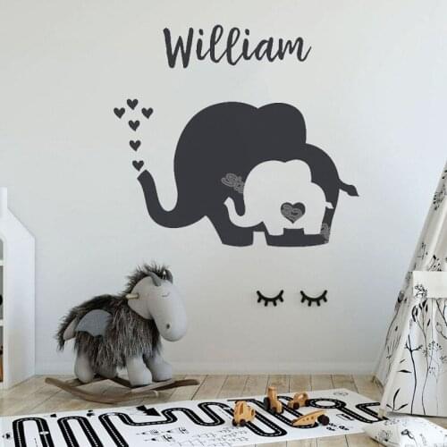 Elephant spit bubble heart Wall Stickers Personalized Custom Name Decal Baby Children Bedroom Nursery Decor Vinyl Mural EB673