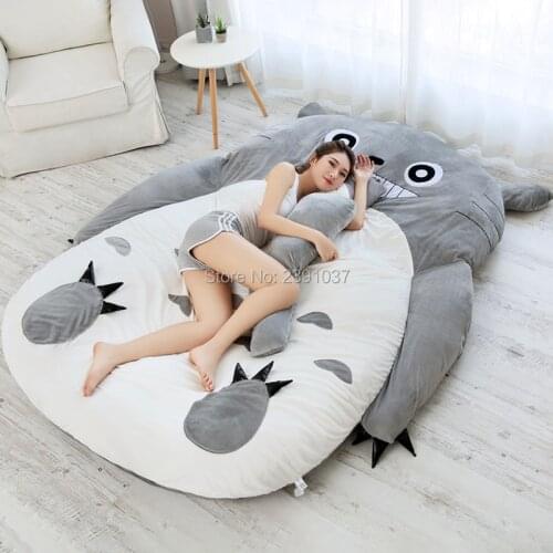 Super big 250x180CM My Neighbor Totoro Tatami Sleeping Double Bed Beanbag Sofa For Adult Warm Cartoon Tatami Sleeping Mattress